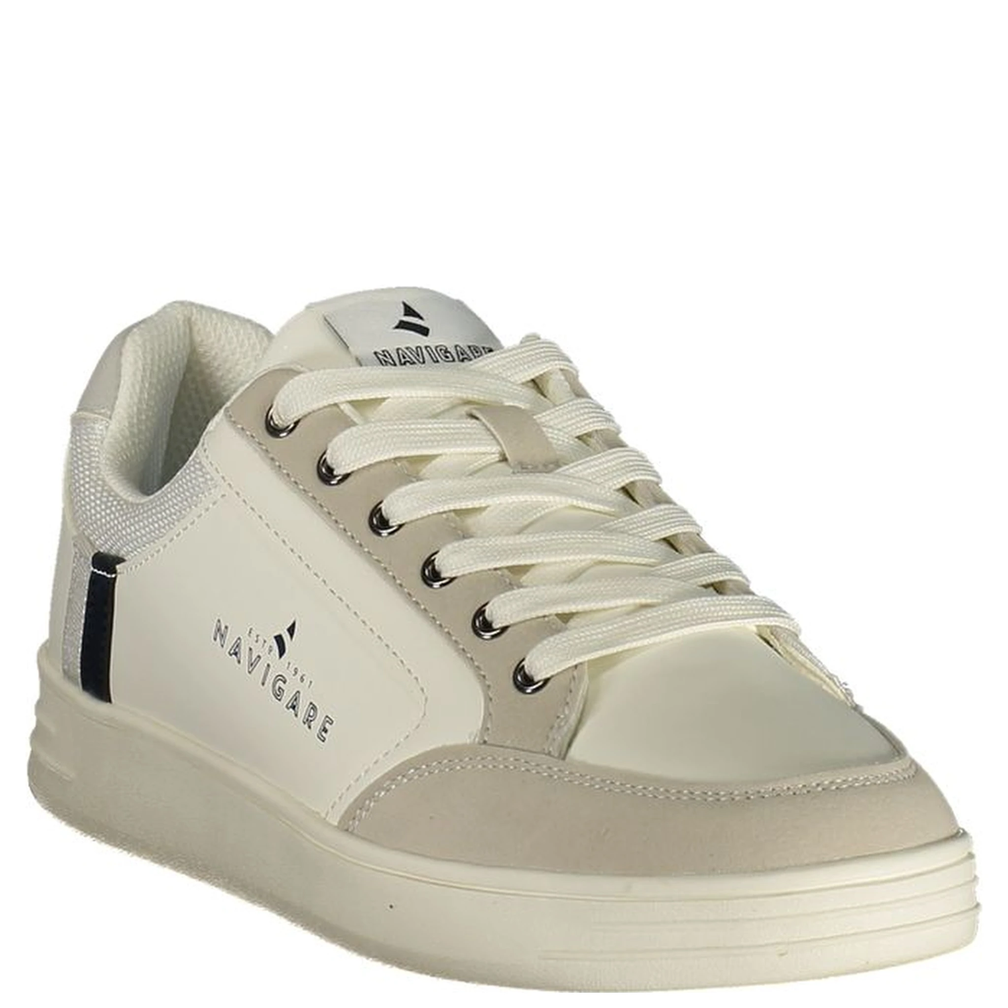 White Polyester Athletic Sneakers