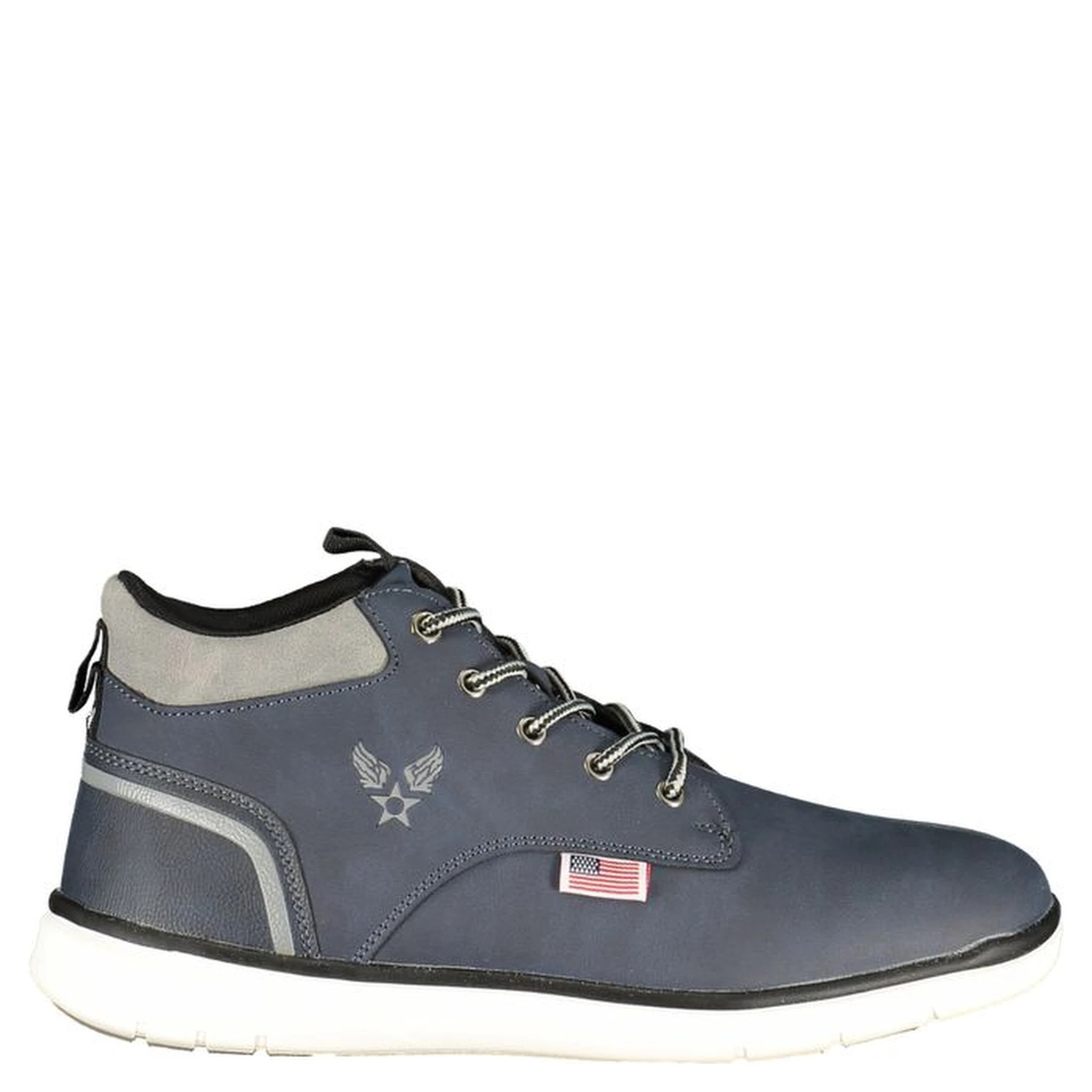 Blue Polyester Ankle Boots