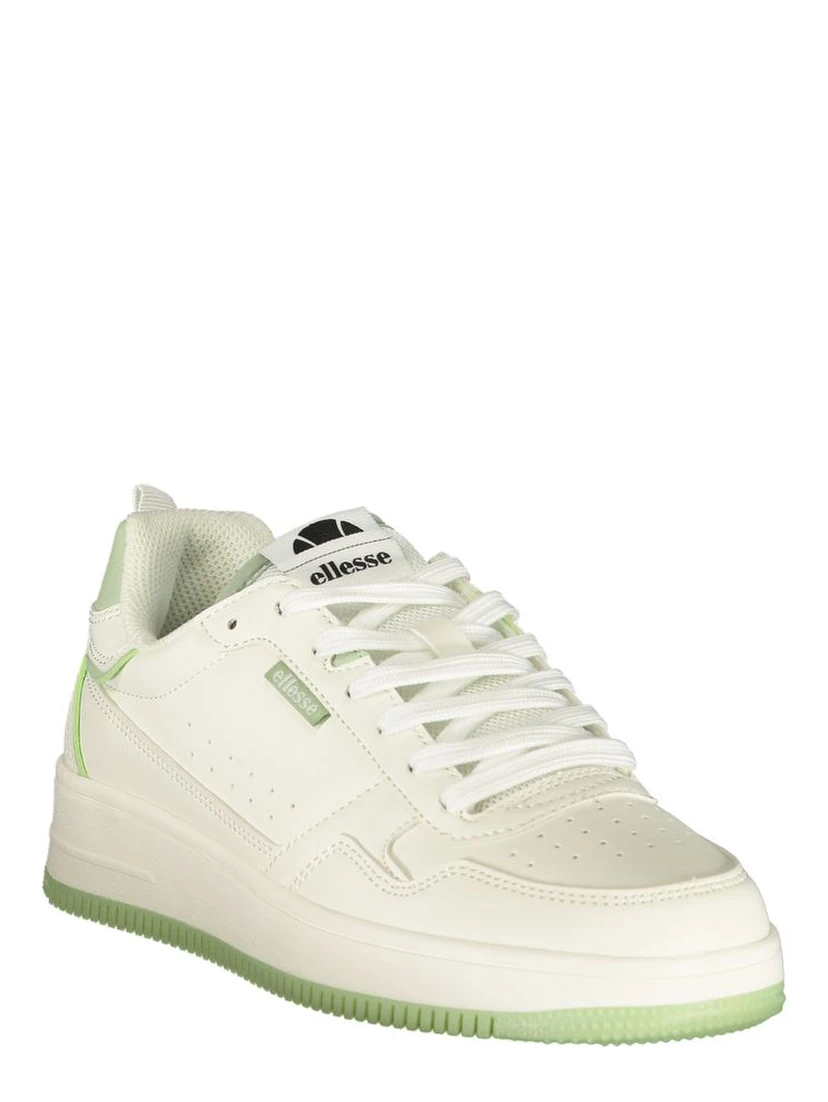 White Polyester Athletic Sneakers