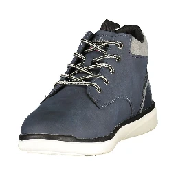 Blue Polyester Ankle Boots