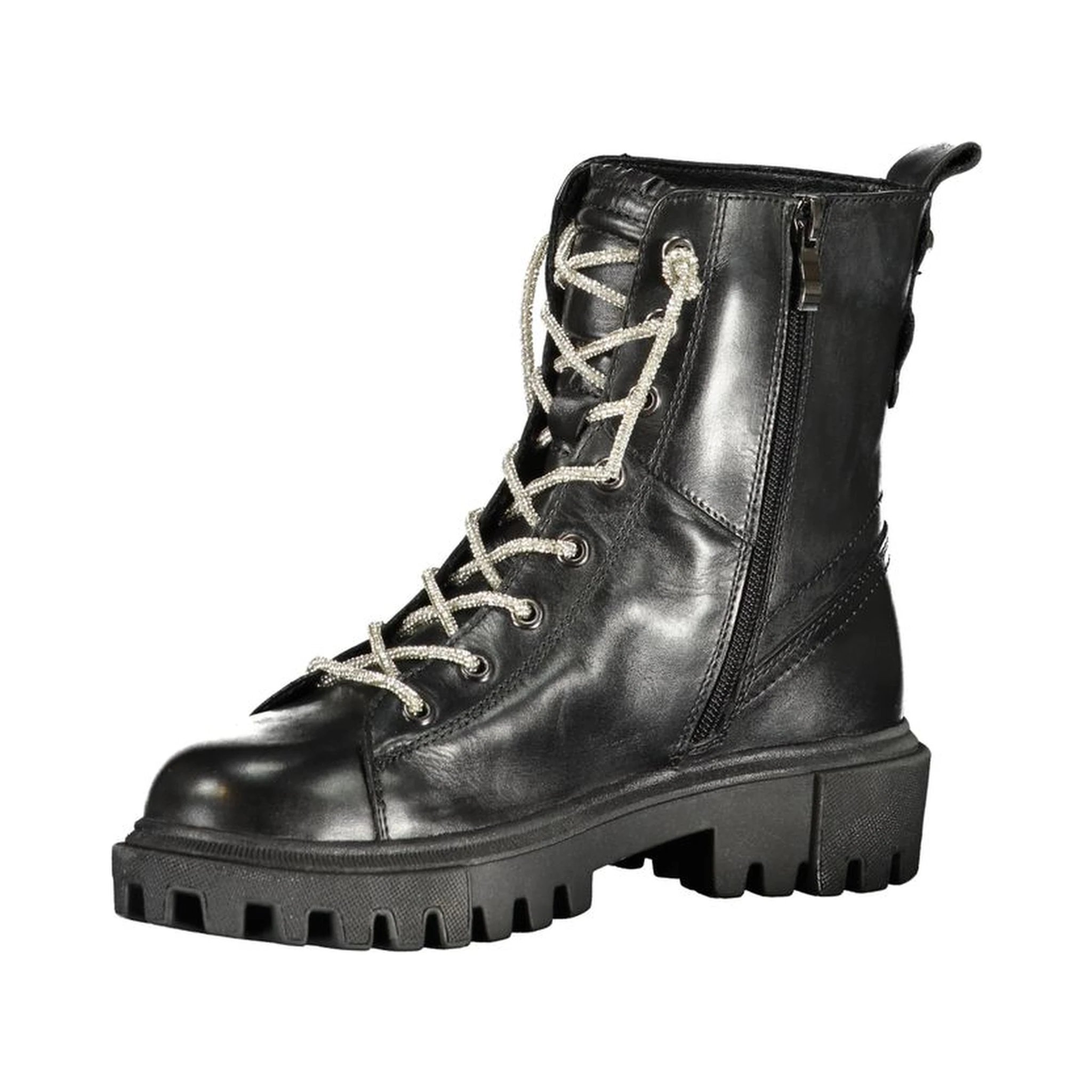 Black Leather Women Ankle Boot