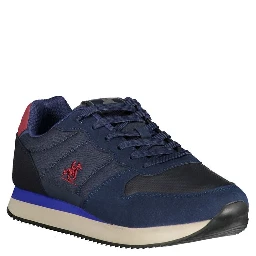 Blue Polyurethane Men Sneaker