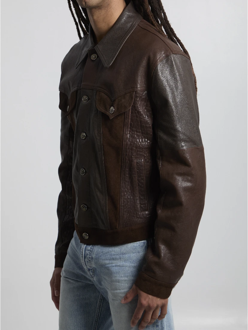 Slim-fit leather blouson