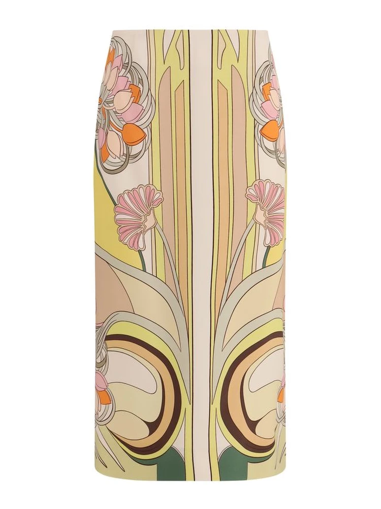 Multicolor Viscose Long Skirt