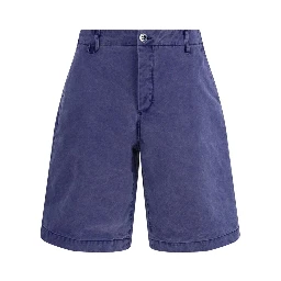 Blue Cotton Bermuda Shorts