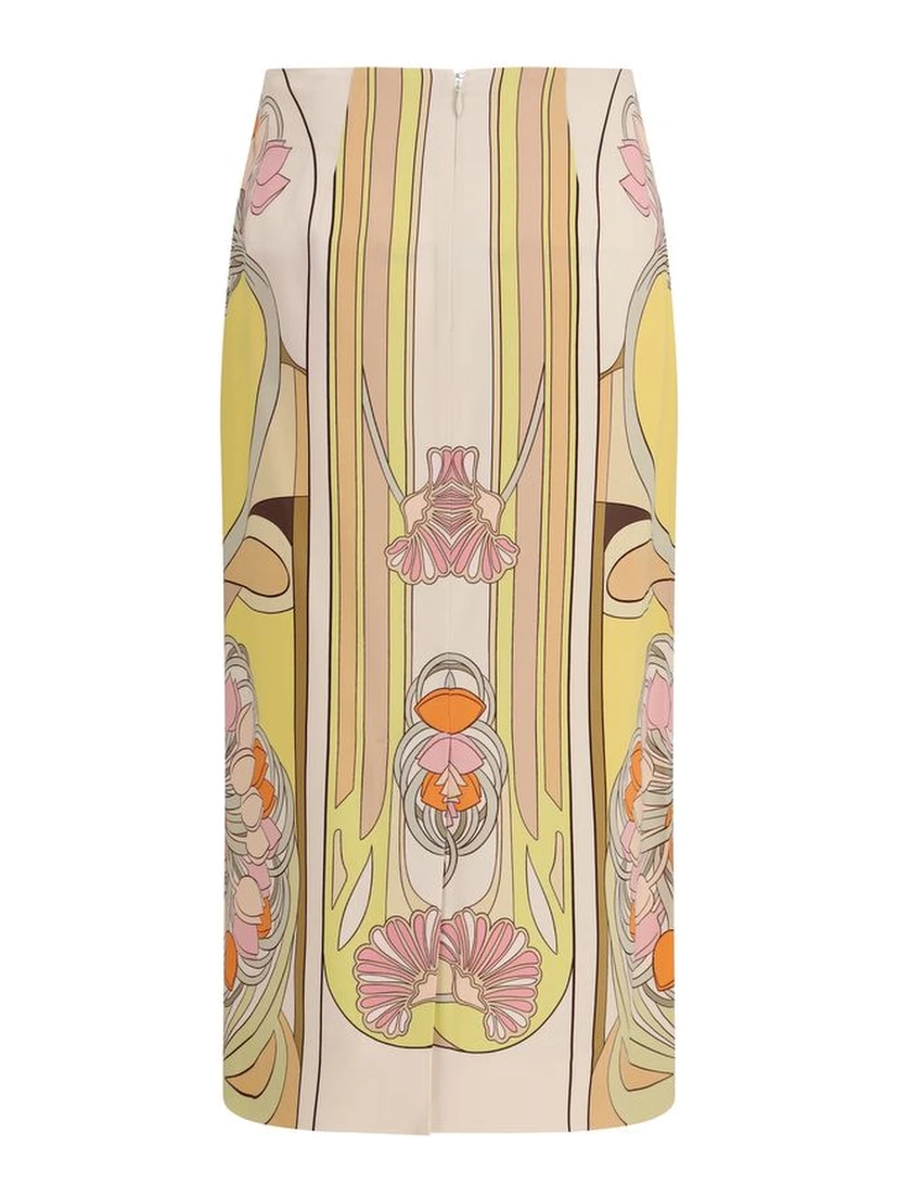 Multicolor Viscose Long Skirt