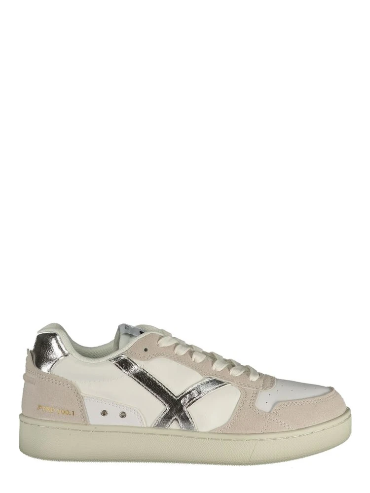 White Polyurethane Women Sneaker