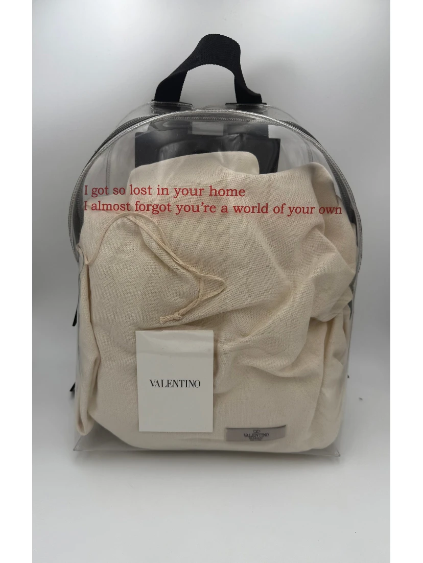 VALENTINO GARAVANI Leather and Transparent Plastic Backpack