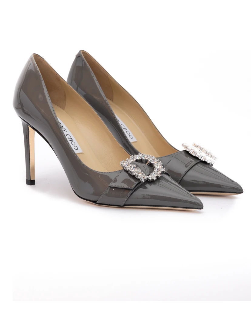 Storm Grey Patent Leather Chery 85 Pumps