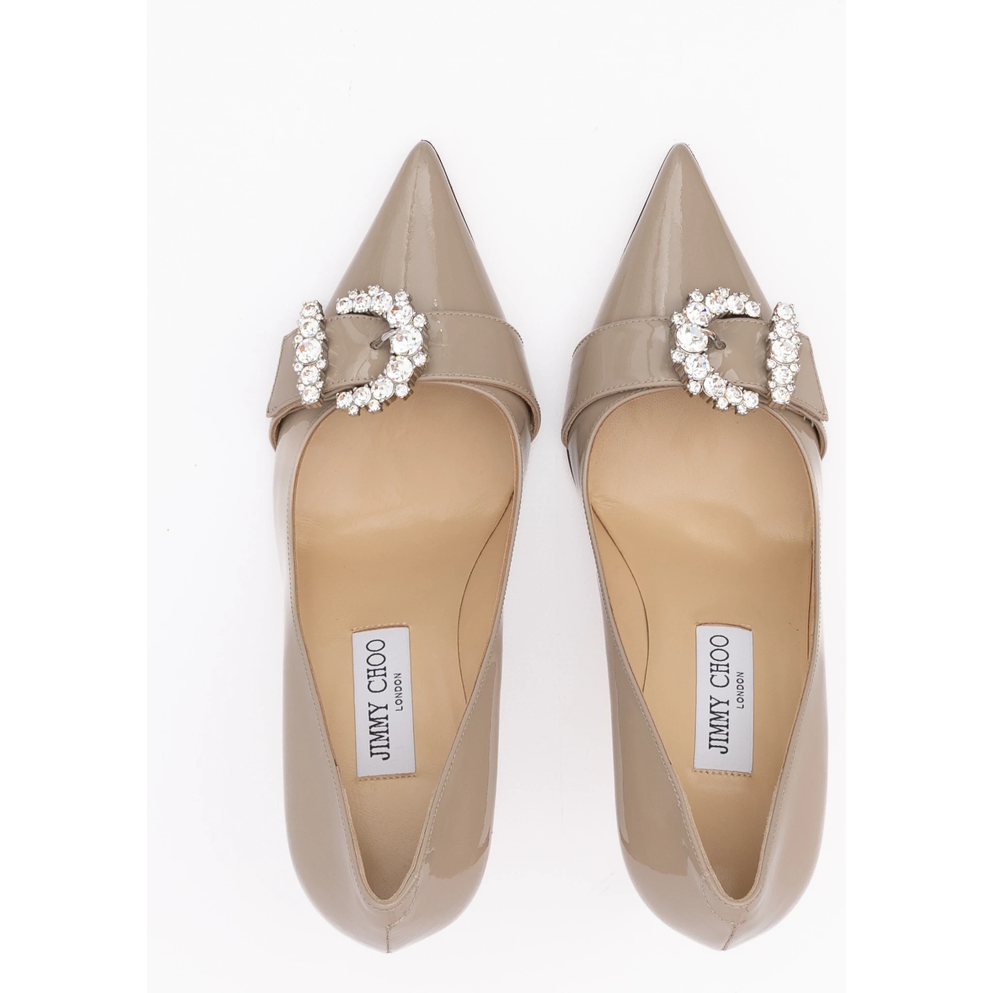 Taupe Grey Patent Leather Chery 85 Pumps