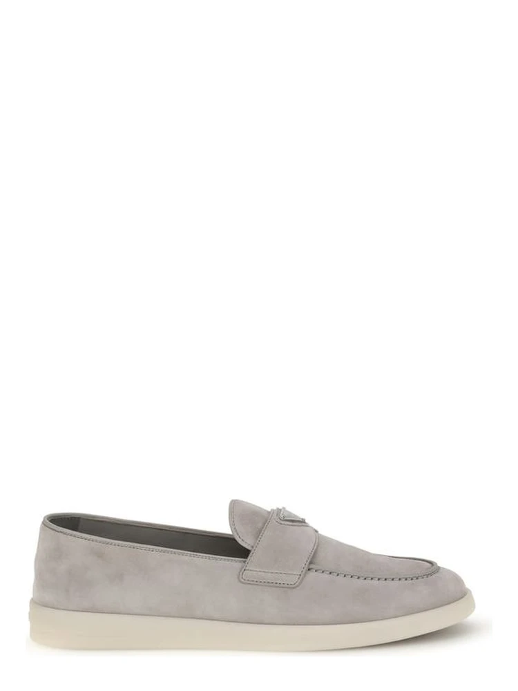 Gray Calf Leather Bos Taurus Slip-On Loafers