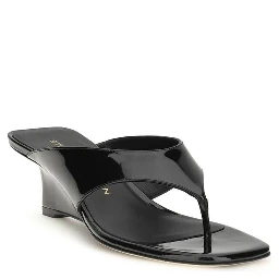 Black Calf Leather Bos Taurus Wedge Sandals