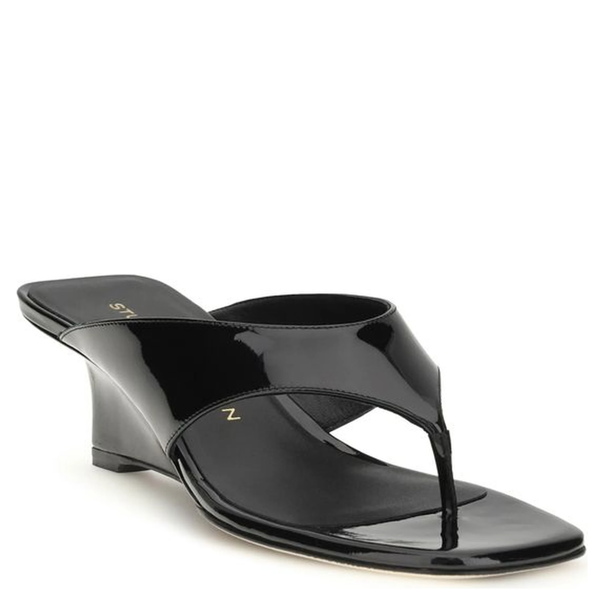 Black Calf Leather Bos Taurus Wedge Sandals