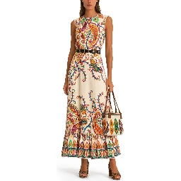 LONG DRESS WITH FLORAL PAISLEY PRINT