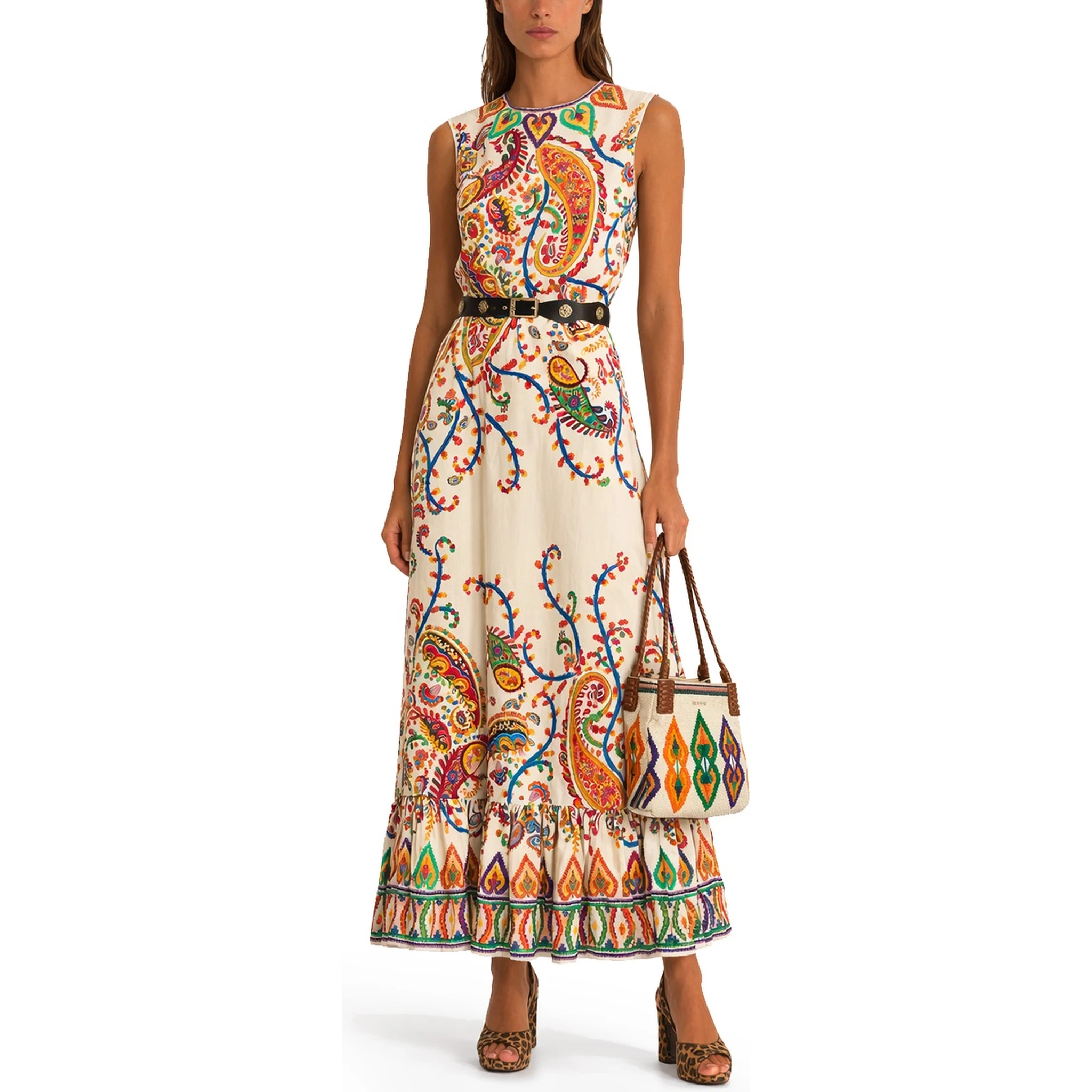 LONG DRESS WITH FLORAL PAISLEY PRINT