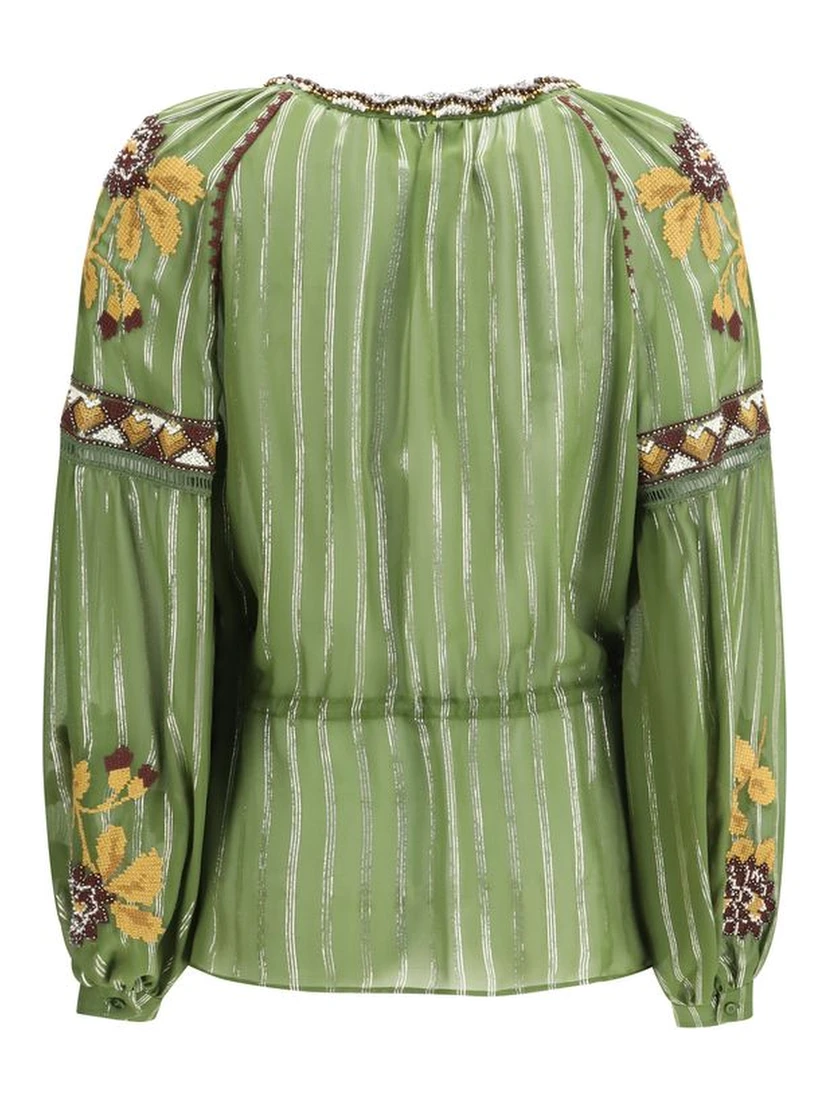 Bicolor Silk Pattern Shirt