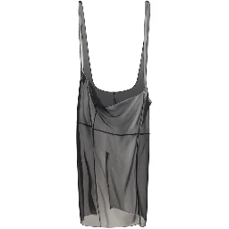 Black Polyester Midi Skirt