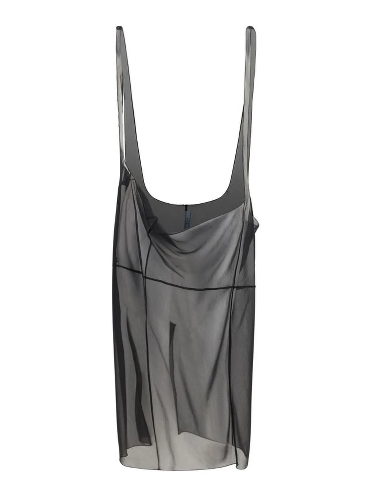 Black Polyester Midi Skirt