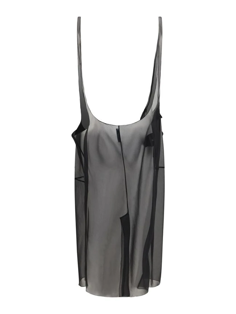 Black Polyester Midi Skirt