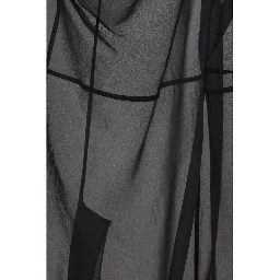 Black Polyester Midi Skirt