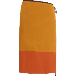 Orange Nylon Midi Skirt
