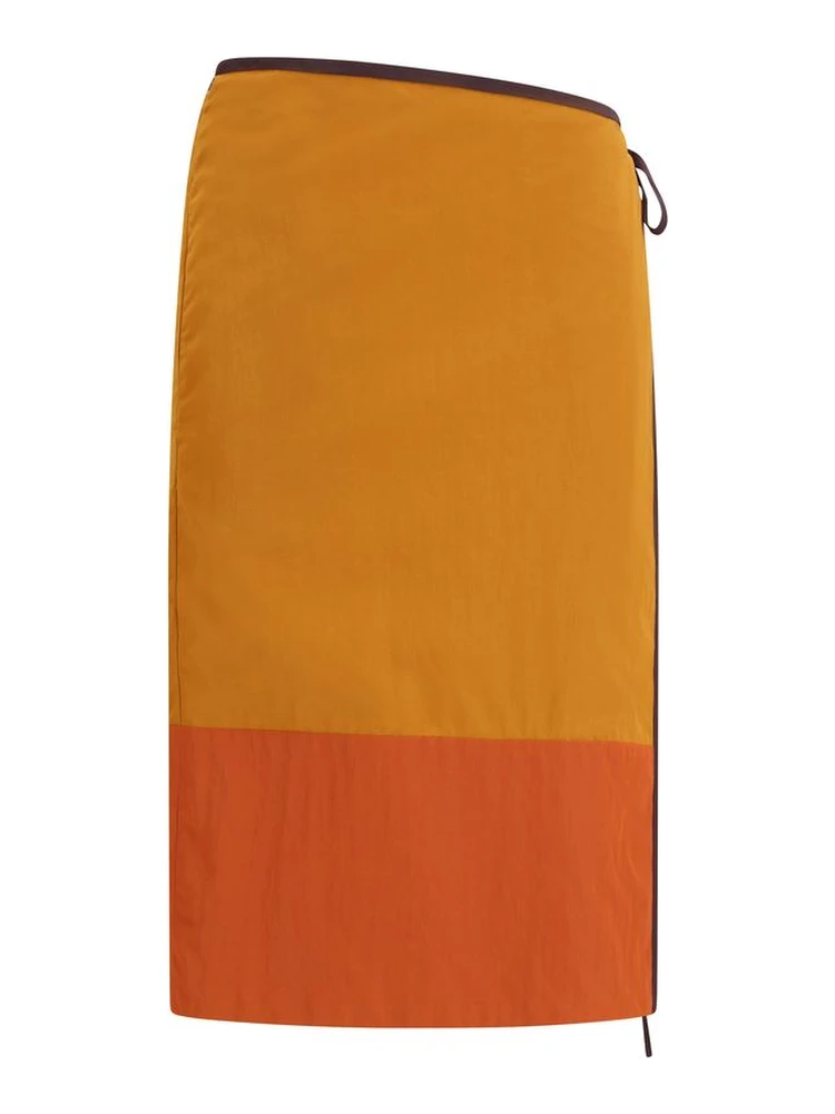Orange Nylon Midi Skirt