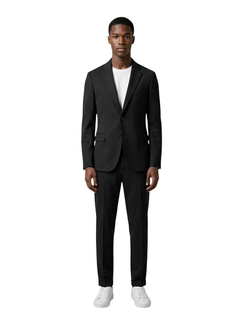 Black Cotton Two-Piece Suit