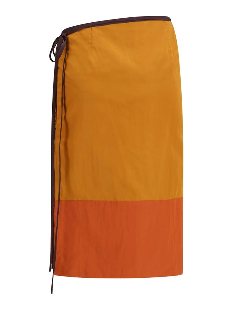 Orange Nylon Midi Skirt alternative