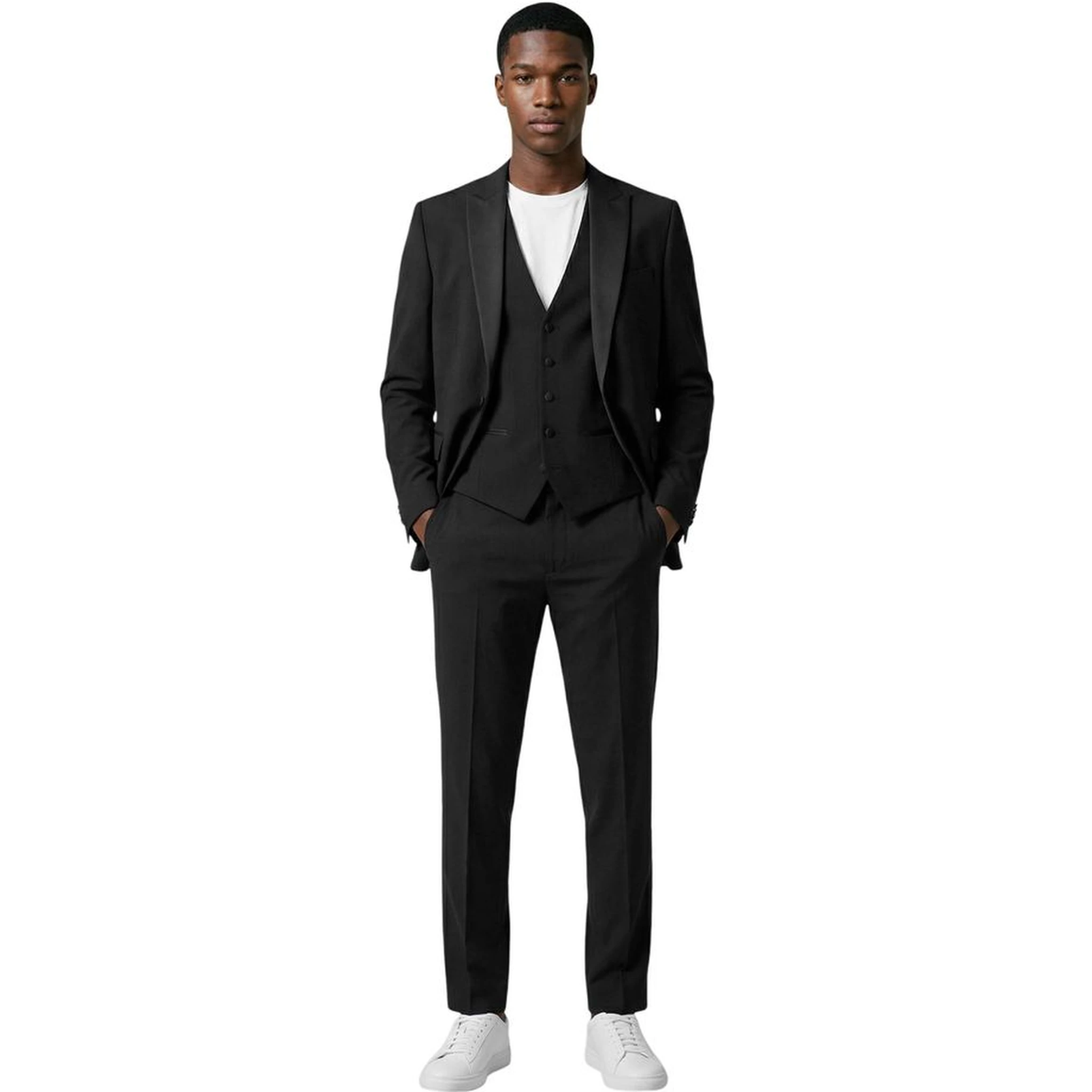Black Polyester Three-Piece Suit