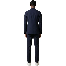 Blue Polyester Three-Piece Suit