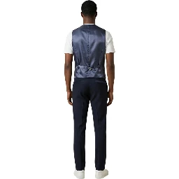 Blue Polyester Three-Piece Suit