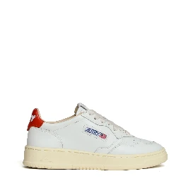 Sneakers Medalist Low In Pelle Bianca, Spicy Orange