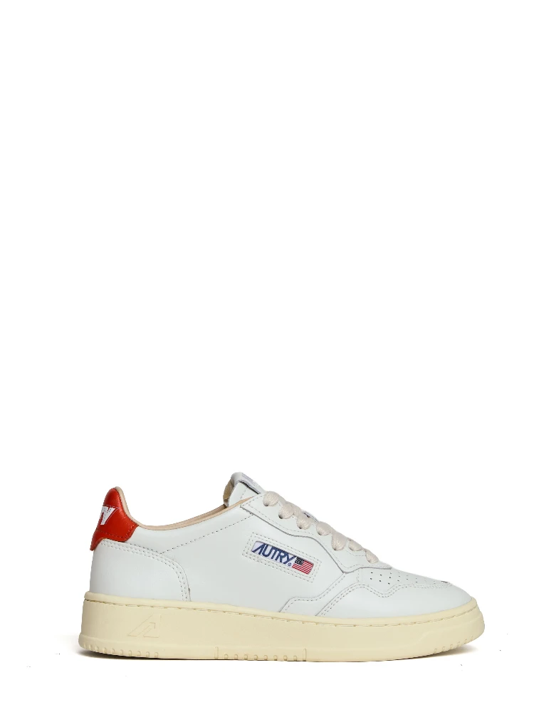 Sneakers Medalist Low In Pelle Bianca, Spicy Orange