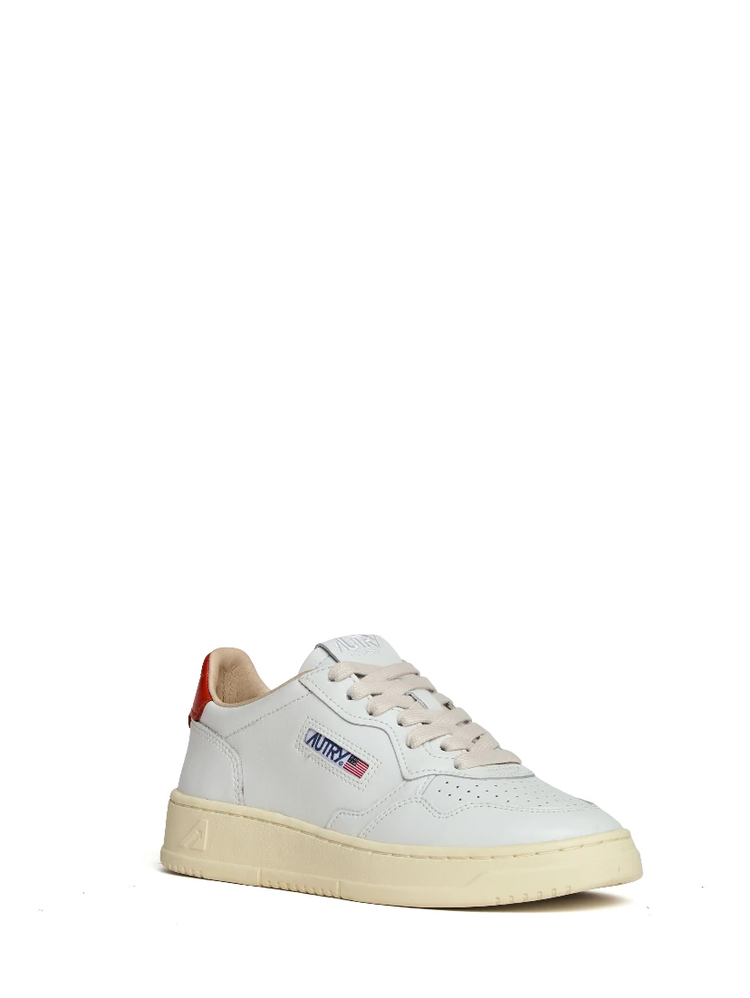 Sneakers Medalist Low In Pelle Bianca, Spicy Orange