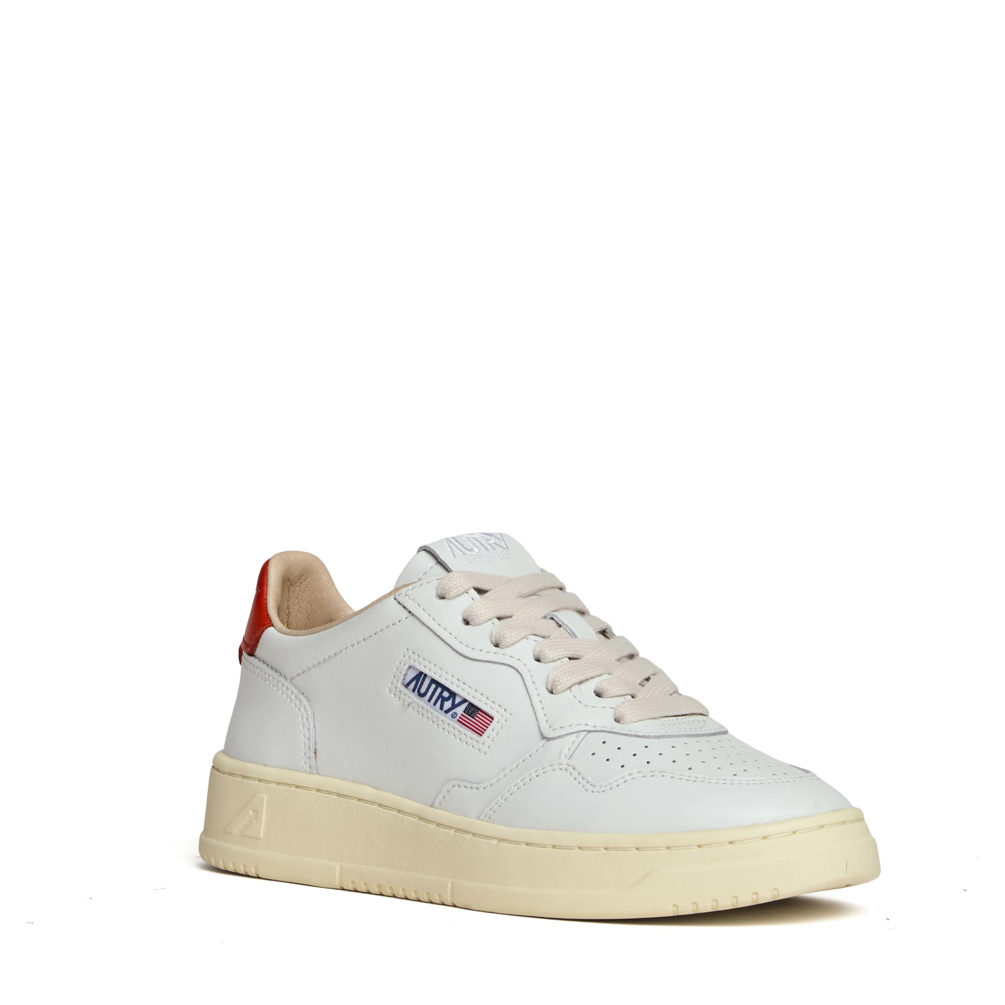 Sneakers Medalist Low In Pelle Bianca, Spicy Orange