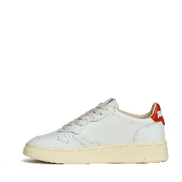 Sneakers Medalist Low In Pelle Bianca, Spicy Orange