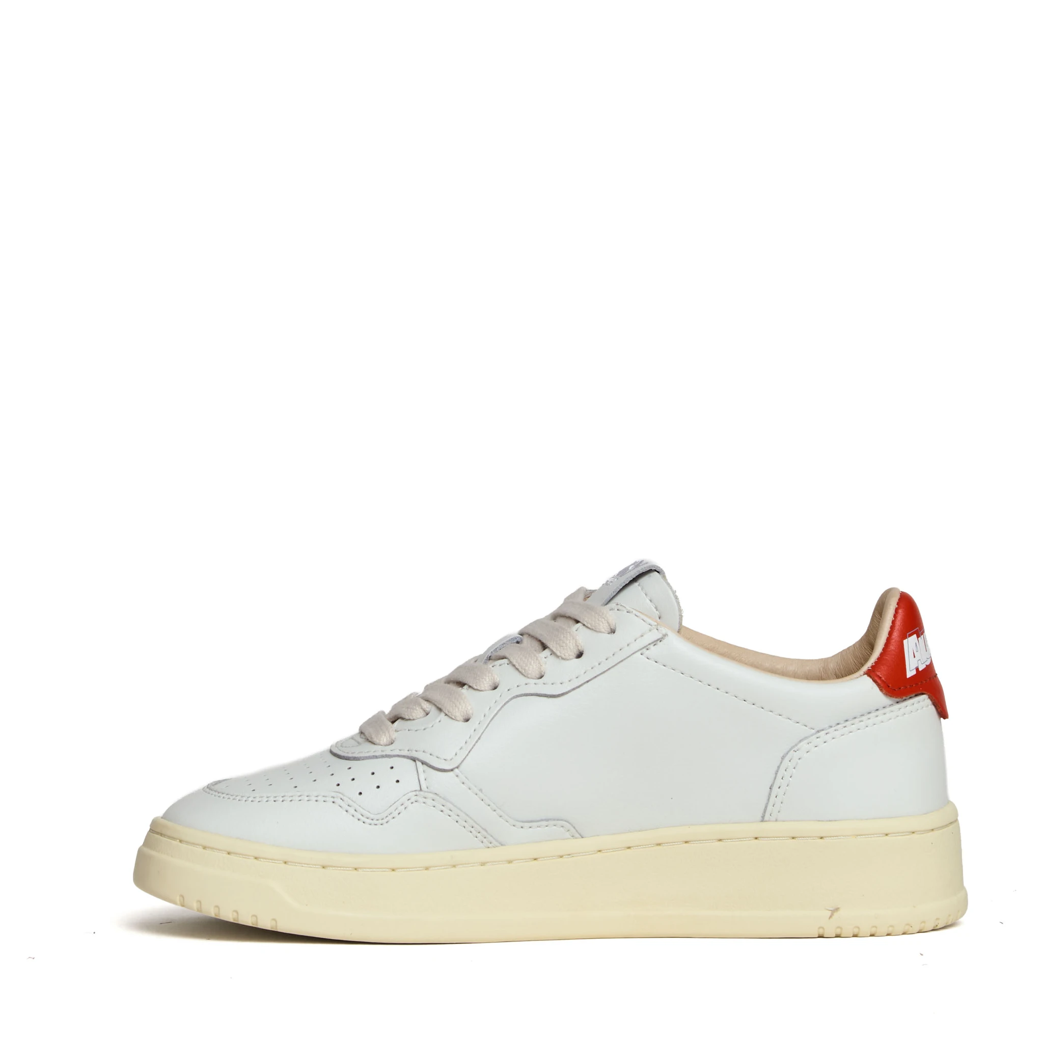 Sneakers Medalist Low In Pelle Bianca, Spicy Orange