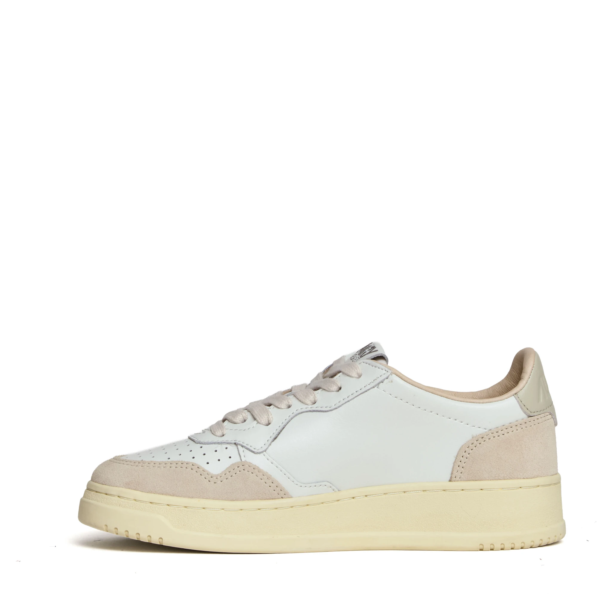 Sneakers Medalist Low In Pelle Bianca, Suede Beige
