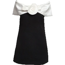 Black Crepe Flower Mini Dress