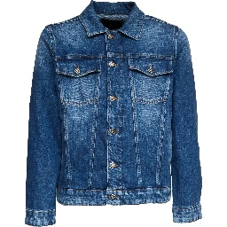 Trucker In Denim Blu Fisso Cross Regular