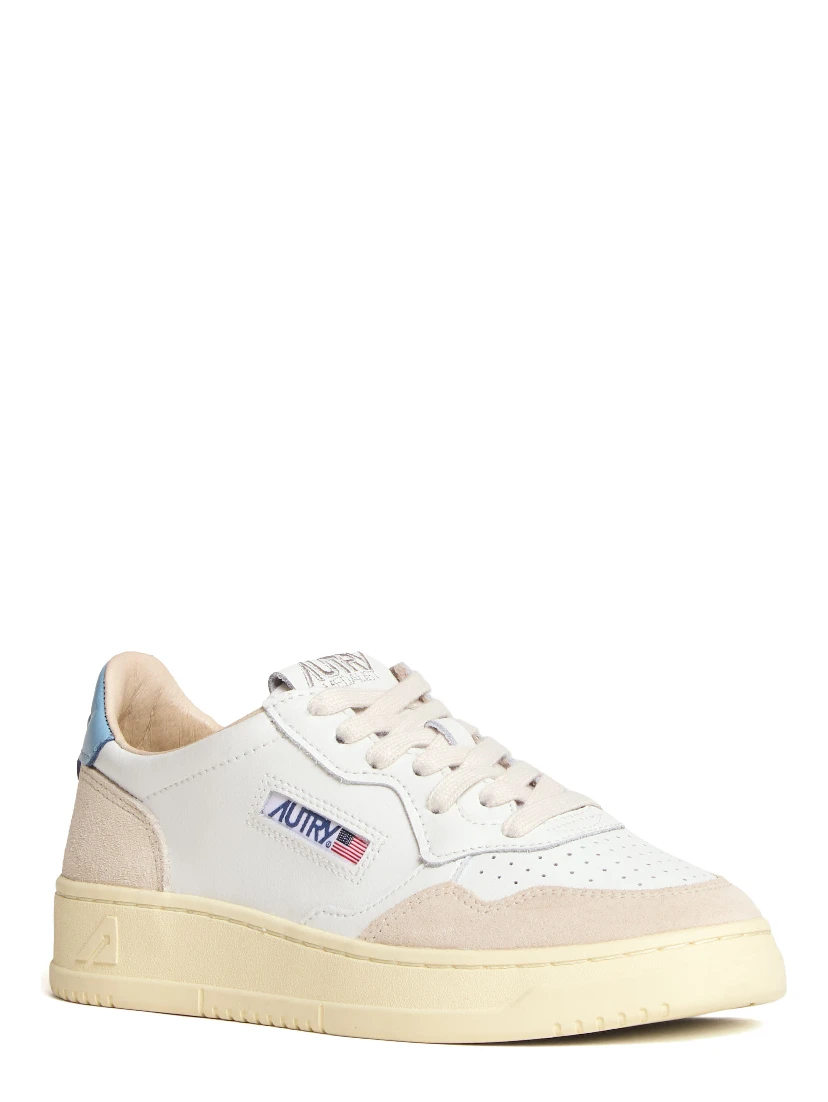 Sneakers Medalist Low In Pelle Bianca, Suede Beige