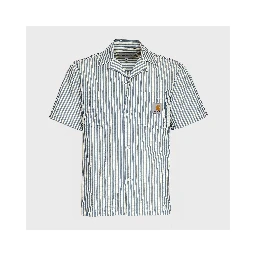 S/S Leavel Stripe Shirt Cotton, Polyester Seersucker