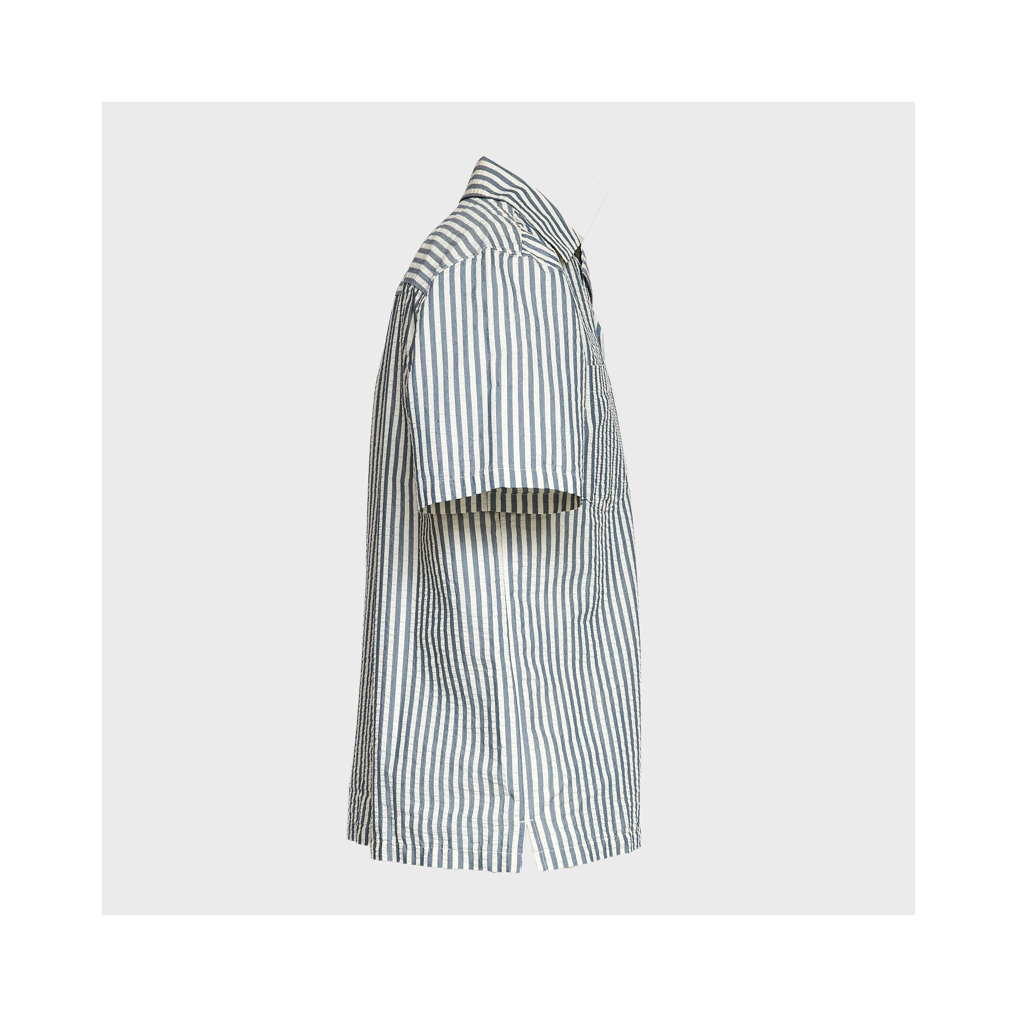 S/S Leavel Stripe Shirt Cotton, Polyester Seersucker