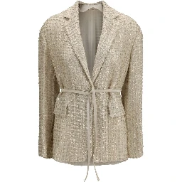 Beige Silk Jackets And Coat
