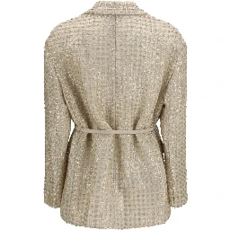 Beige Silk Jackets And Coat