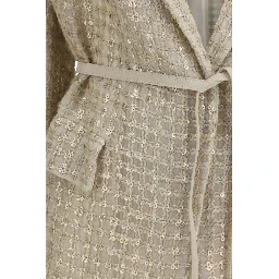 Beige Silk Jackets And Coat