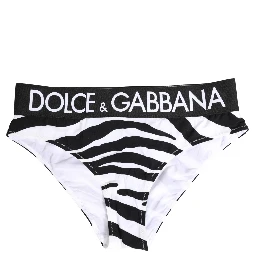 Black White Zebra Print Brief Panty Underwear