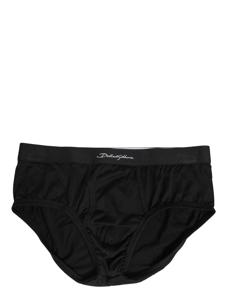 Black Silk Logo Waistband Men Brief Underwear