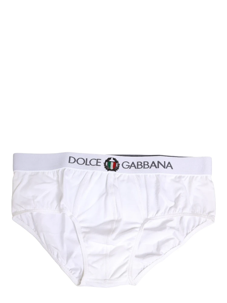 White Logo Waistband Cotton Men Briefs Underwear