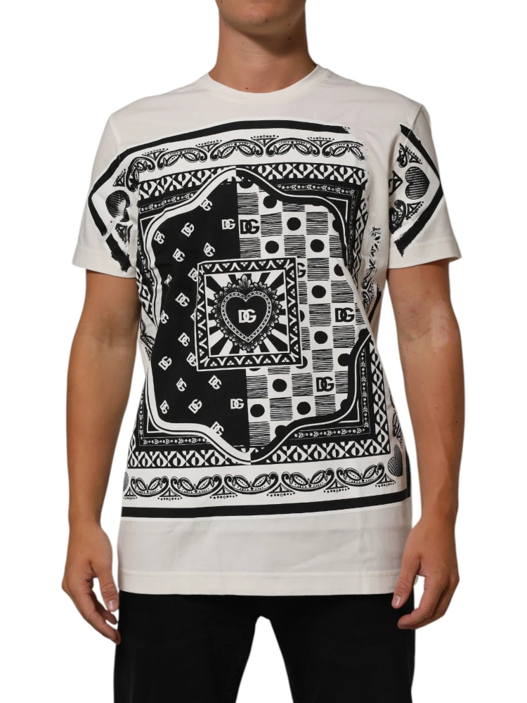 White Cotton Bandana Print CrewNeck T-shirt alternative